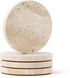 Sous-verres ronds aspect marbre, set de 4, avec base en liège