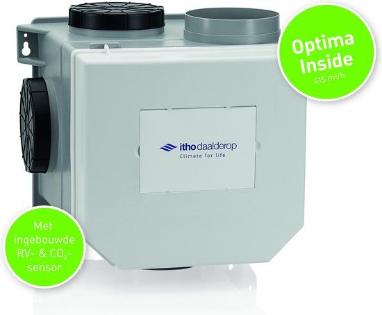 Itho Daalderop CVE-S S CO2 Optima Inside HP 415m3/h + ingebouwde RV vochtsensor en CO2 sensor - perilex stekker