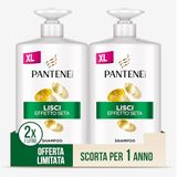 Pantene Pro-V Shampoo pour cheveux avec effet soyeux pour cheveux crème/mats 2 x | Nettoie et protège les mèches de cheveux, sans silicone, sans huile minérale, sans colorants, commodité maximale