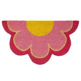 Fisura – Buiten deurmat "bloem" van kokos met antislip PVC-basis. Deurmat met originele vorm. Roze deurmat. Handgeschilderd. Afmetingen: 70 cm x 40 cm
