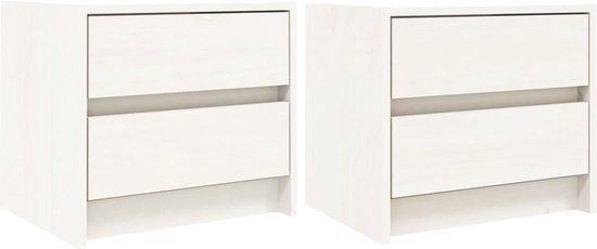 vidaXL Nachtkastjes 2 stuks massief grenenhout wit
