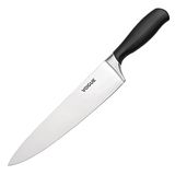 Vogue GD752 Soft Grip Chefs Mes Met Zwart Handvat, Koolstof Roestvrij Staal, 25,5 cm Bladlengte