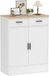 Homcom Buffet en bois aggloméré 68,6L x 35l x 90,3H cm Blanc+Bois naturel