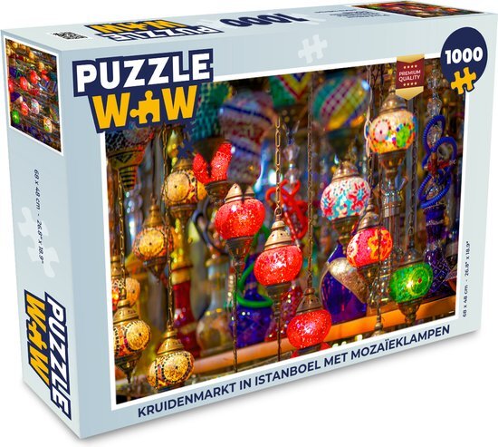 MuchoWow Puzzel Kruidenmarkt in Istanboel met mozaïeklampen - Legpuzzel - Puzzel 1000 stukjes volwassenen