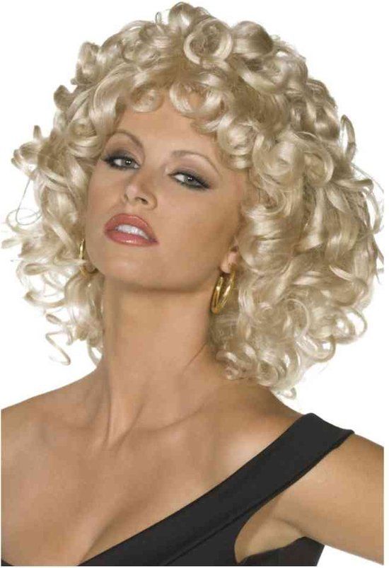 Smiffys Grease™ - Sandy Last Scene Pruik - Blond - Krullen - Halflang - Dames