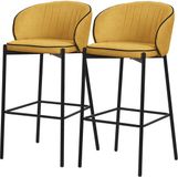 ML-Design Barkruk set van 2 mosterd 50x101x54 cm met rugleuning en voetensteun tot 120 kg