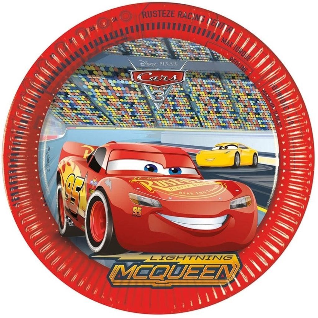 Procos 8 kartonnen Cars 3â„¢ borden - Feestdecoratievoorwerp