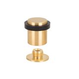 EVI Herrajes Deurstop Voor Vloer Ø24x30 mm Messing satijnmatte afwerking Zwart rubber Inclusief schroef + expansieplug Mod. I-191-LMT