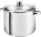 Casserole à induction de grande taille Ø 30 cm - Marmite en acier inoxydable avec couvercle en verre - 15 litres