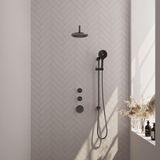 Brauer Gunmetal Edition Thermostatische Regendoucheset Inbouw - Hoofddouche 20 cm - Gebogen Wandarm - Handdouche 3 Standen - Doucheslang - Geintegreerde Glijstang - Gunmetal
