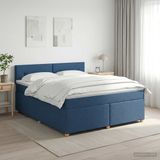 vidaXL Boxspringbed met matras en hoofdeinde, blauw, 140 x 190 cm, stof