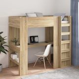 vidaXL Stapelbedframe met bureau, Sonoma eiken, 80 x 200 cm