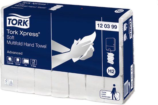 Tork Xpress Zachte Multifold Handdoeken Wit H2, Advanced, 2-laags, Absorberend, 21 x 136 vellen, 120399