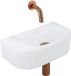 QeramiQ Fuente robinet – demi-rond – 40x21.5x12 cm – céramique blanc mat – sans trou de robinetterie – nervuré