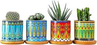 Merkloos Keramische bloempot - Plantenbak - Geel Groen Rood