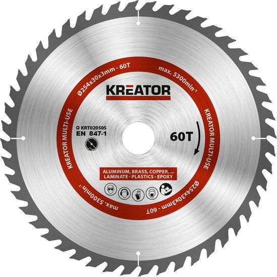 Kreator KRT020505 Zaagblad - 254mm - 60 tanden