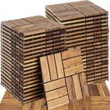 tectake® Houten Tuintegels - Set van 40 - 3,8 m² - Weerbestendig - Vloerbedekking voor Balkon - Vloertegels - Balkonvloer - Terrastegels met kliksysteem - Drainage