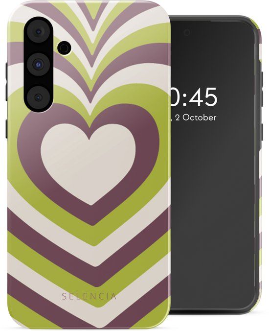 Selencia Hoesje - Geschikt voor Samsung Galaxy A55 (5G) - Backcover - Double Hearts Plum Fern