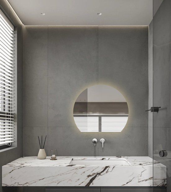 Adema Aura Badkamerspiegel - Rond - 60x60cm - LED - Zilver