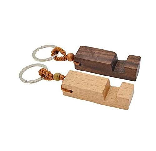 Amandaus 2 STKS Creatieve Hout Handige Mini Draagbare Telefoon Houder Sleutelhanger Multicolor Hanger Decoratie