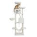 SONGMICS Arbre à chat hauteur 206 cm avec 13 griffoirs, 2 plateformes, 2 niches et panier, hamac, pompon - Blanc crème