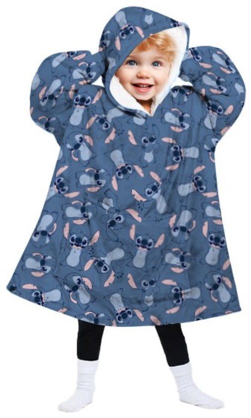 4KidsOnly Icecat Stitch hoodie poncho blauw 3 - 6 jaar - polyester