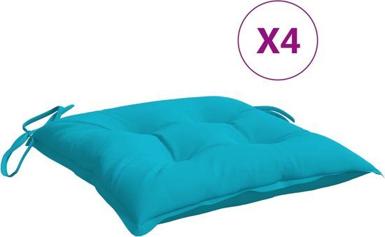 vidaXL Stoelkussens 4 st 40x40x7 cm stof turquoise