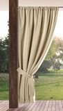 Eurofirany Tuingordijn met stangzakken, 1 stuk, zonwering, inkijkbescherming, winddicht, waterdicht, buitengordijn voor paviljoen, terras, pergola, balkon, 155 x 200 cm, lichtbeige
