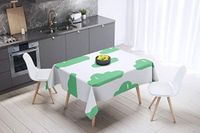 Bonamaison Tafelkleed, Anti-Mold, Sneldrogend, Waterdicht, 100% Polyester Tafellaken, Petroleum Groen, Wit, 140 x 140 Cm
