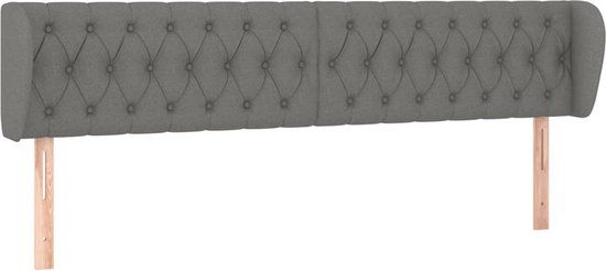 vidaXL Hoofdbord met randen 203x23x78/88 cm stof donkergrijs