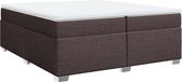 vidaXL Boxspring met matras stof donkerbruin 200x200 cm