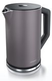 Arendo bouilloire ELEGANT, 1,5 litre, bouilloire thé en acier inoxydable, 2200 W, réglage de température de 40 à 100 °C, double paroi, fonction maintien au chaud, sans BPA, gris volcanique