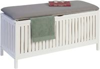 Merkloos Relaxdays Zitbank met opbergruimte - 50x100x38 cm - wit-grijs