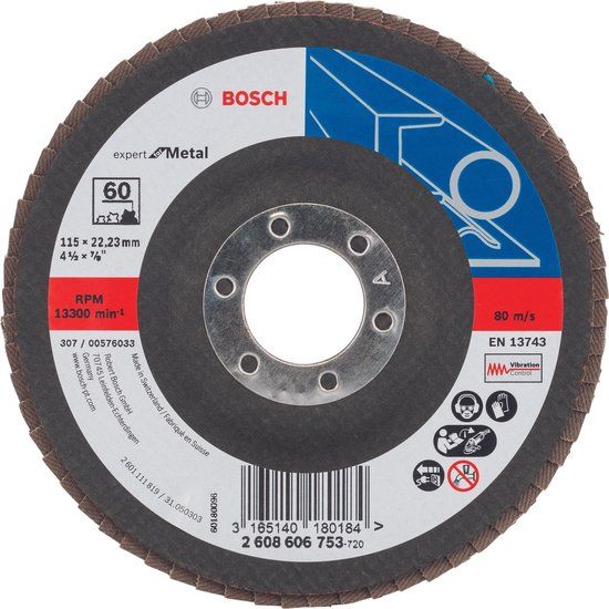 Bosch Lamellenschuurschijf 115 mm, 22,23 mm, Korrel 60