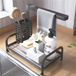 Merkloos Caddy Organizer voor Gootsteen - Multifunctionele Sponshouder en Theedoekenhouder voor Keuken en Badkamer - Zwart - Metaal