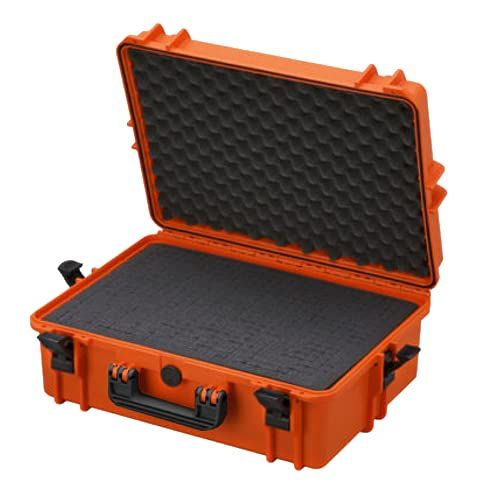 TomCase waterdichte Buitenkoffer 56x43x22 cm met Rasterschuim/Kubusschuim; IP67 Transportkoffer (Oranje)