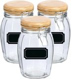 Zeller Weckpotten/inmaakpotten - 6x - 1.2L - glas - met beugelsluiting - incl. etiketten