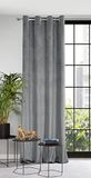Eurofirany Fluwelen gordijn met inslagringen, balkondeur, patroon fluwelen look, 1 st. golvend patroon, effen, wollig, woonkamer, slaapkamer, lounge, 140 x 250 cm, 3D-structuur, staal