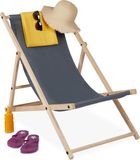 Merkloos Relaxdays Strandstoel Hout Donkergrijs