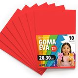 OFITURIA Eva 10 stuks kleurrijke schuimvellen voor knutselprojecten, kunst, kinderdecoratie, scrapbooking, knutseltekeningen, 20 x 30 cm (rood)