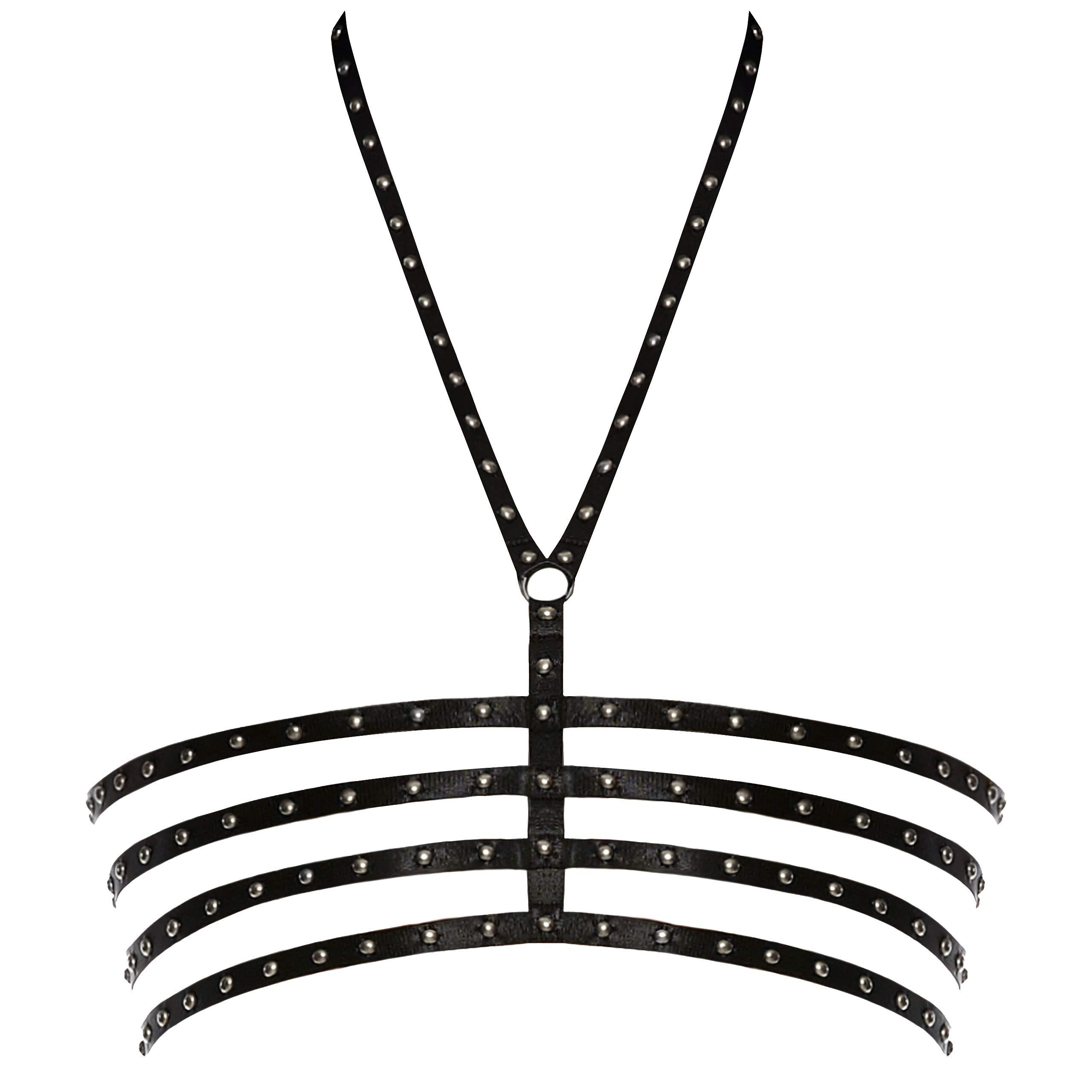 Lingerie Collection A Triple Stud Harness - Silver O/S