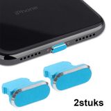 CHPN Dustplug geschikt voor iPhone - Stofplug - 2 stuks - Blauw - Lightning