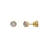 Lucardi Dames 14 Karaat gouden oorbellen diamant 0,08ct
