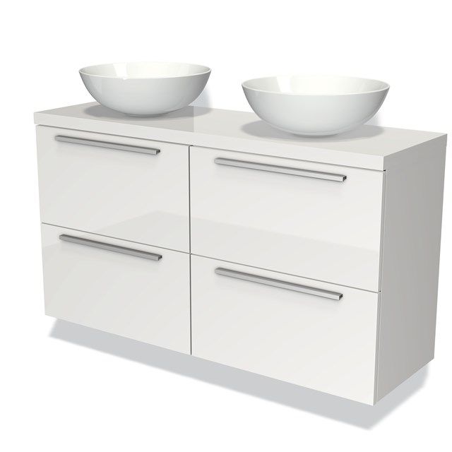 Maxaro Badkamermeubel Modulo Plato Slim 120cm Hoogglans Wit 4 Lades