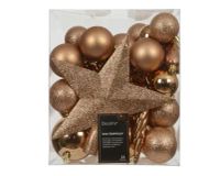 Kaemingk Brandy Lot de 33 boules de Noël en plastique avec étoile