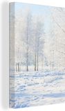 OneMillionCanvasses Canvas Schilderij Sneeuw - Bomen - Winter - 60x90 cm - Wanddecoratie