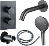 FortiFura Calvi Badkraan set - geborsteld gunmetal (antraciet)