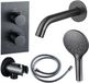 FortiFura Calvi Badkraan set - geborsteld gunmetal (antraciet)