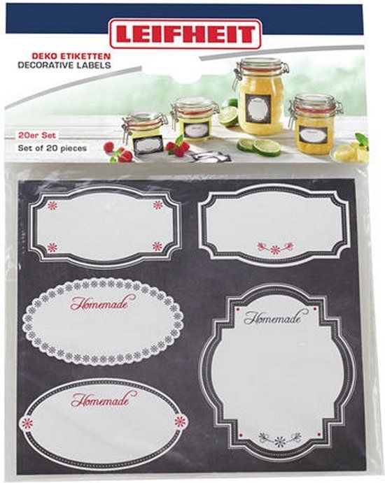 Leifheit 3218 Deco-Etiketten - Zwart/Wit - 20 Stuks