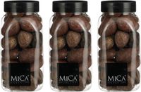 Mica Decorations decoratie stenen - 3x - groot - 650ml - bruin mix